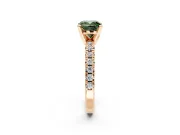 Solitaire Engagement Ring Setting for Fancy Green Cushion Cut Center with Large Accents and Prong Head in Rose Gold