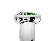 Solitaire Engagement Ring Setting for Fancy Green Pear-Shaped Center with Wide Band and Bezel Head in Platinum
