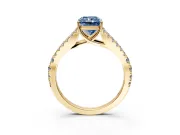 Solitaire Engagement Ring Setting for Fancy Blue Radiant Cut Center with Pave Split Shank and Prong Head in Yellow Gold