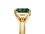 Solitaire Engagement Ring Setting for Fancy Green Emerald Cut Center with Wire Band and Prong Head in Yellow Gold