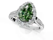 Floral Halo Engagement Ring Setting for Fancy Green Pear-Shaped Center with Large Halo Accents and Prong Head in Platinum