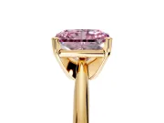 Solitaire Engagement Ring Setting for Fancy Pink Radiant Cut Center with Knife Ridge Band and Claw Prong Head in Yellow Gold