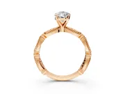 Solitaire Engagement Ring Setting for Pear-Shaped Center with Marquise Panel Band and Prong Head in Rose Gold