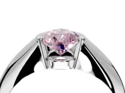 Tension Engagement Ring Setting for Fancy Pink Pear-Shaped Center with Wide Tapered Band and Tension Head in White Gold