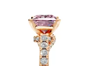 Solitaire Engagement Ring Setting for Fancy Pink Princess Cut Center with Crossover Accents and Prong Head in Rose Gold