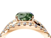 Solitaire Engagement Ring Setting for Fancy Green Cushion Cut Center with Wide-Open Split Shank and Prong Head in Rose Gold