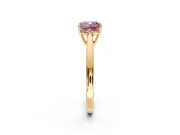 Solitaire Engagement Ring Setting for Fancy Pink Cushion Cut Center with Open Cathedral Shoulders and Prong Head in Yellow Gold