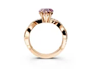 Solitaire Engagement Ring Setting for Fancy Pink Heart-Shaped Center with Half-Pave Crossover Band and Prong Head in Rose Gold