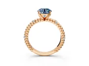 Rope Engagement Ring Setting for Fancy Blue Round Cut Center with Accent Shoulders and Prong Head in Rose Gold