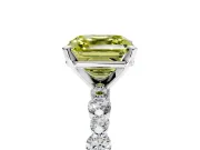 Solitaire Engagement Ring Setting for Fancy Yellow Asscher Cut Center with Alternating Size Accents and Prong Head in Platinum