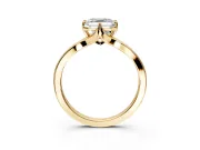 Solitaire Engagement Ring Setting for Asscher Cut Center with Plain Split Shank and Prong Head in Yellow Gold