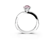 Solitaire Engagement Ring Setting for Fancy Pink Marquise Center with Milgrain-Edged Pave Band and Prong Head in Sterling Silver