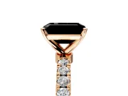 Open Basket Engagement Ring Setting for Fancy Black Emerald Cut Center with Pave Band and Prong Head in Rose Gold