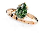 Solitaire Engagement Ring Setting for Fancy Green Pear-Shaped Center with Reverse Tapered Band and Prong Head in Rose Gold