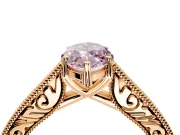 Solitaire Engagement Ring Setting for Fancy Pink Marquise Center with Engraved Pave Band and Prong Head in Rose Gold