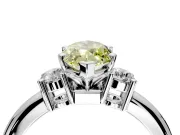 3 Stone Engagement Ring Setting for Fancy Yellow Marquise Center with Wide Plain Band and Prong Head in White Gold