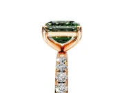 Solitaire Engagement Ring Setting for Fancy Green Asscher Cut Center with Micro Pave Band and Prong Head in Rose Gold