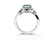 Floral Engagement Ring Setting for Fancy Green Asscher Cut Center with Marquise Cluster Shoulders and Prong Head in Sterling Silver
