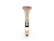 Solitaire Engagement Ring Setting for Fancy Pink Radiant Cut Center with Channel Band and Double Claw Prong Head in Rose Gold