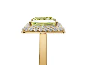Halo Engagement Ring Setting for Fancy Yellow Princess Cut Center with Plain Tapered Band and Prong Head in Yellow Gold