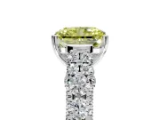 Solitaire Engagement Ring Setting for Fancy Yellow Radiant Cut Center with Pave Cathedral Shoulders and Prong Head in Platinum