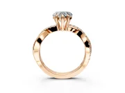 Solitaire Engagement Ring Setting for Heart-Shaped Center with Half-Pave Crossover Band and Prong Head in Rose Gold