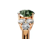 Cluster Engagement Ring Setting for Fancy Green Round Cut Center with Round Cut Accent Frame and Prong Head in Rose Gold