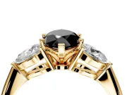 3 Stone Engagement Ring Setting for Fancy Black Marquise Center with Large Pear-Shaped Accents and Prong Head in Yellow Gold