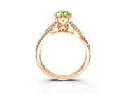 Solitaire Engagement Ring Setting for Fancy Yellow Oval Center with Pave Rail Split Shank and Prong Head in Rose Gold