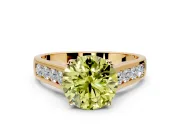 Solitaire Engagement Ring Setting for Fancy Yellow Round Cut Center with Cathedral Channel Band and Prong Head in Yellow Gold