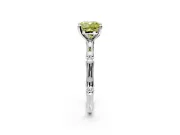 Solitaire Engagement Ring Setting for Fancy Yellow Cushion Cut Center with Bamboo Band and Prong Head in Platinum