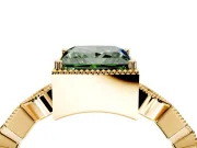 Milgrain Bezel Engagement Ring Setting for Fancy Green Princess Cut Center with Marquise Stations and Bezel Head in Yellow Gold