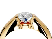 Tension Engagement Ring Setting for Pear-Shaped Center with Wide Tapered Band and Tension Head in Yellow Gold