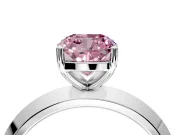 Solitaire Engagement Ring Setting for Fancy Pink Cushion Cut Center with Wide Knife Ridge Band and Prong Head in White Gold