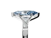 3 Stone Engagement Ring Setting for Fancy Blue Marquise Center with Tapered Baguettes, Plain Band and Prong Head in Platinum