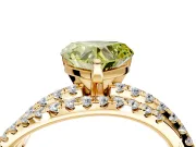Solitaire Engagement Ring Setting for Fancy Yellow Heart-Shaped Center with Woven 3-Strand Pave Band and Prong Head in Yellow Gold