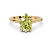 Solitaire Engagement Ring Setting for Fancy Yellow Pear-Shaped Center with Cathedral Band and Prong Head in Yellow Gold