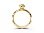 Solitaire Engagement Ring Setting for Fancy Yellow Pear-Shaped Center with XO Engraved Band and Prong Head in Yellow Gold