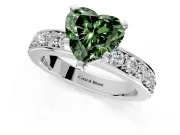 Solitaire Engagement Ring Setting for Fancy Green Heart-Shaped Center with Channel-Set Accents and Prong Head in Sterling Silver
