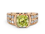 Bezel Engagement Ring Setting for Fancy Yellow Cushion Cut Center with Wide Channel-Set Band and Bezel Head in Rose Gold