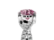 Solitaire Engagement Ring Setting for Fancy Pink Round Cut Center with Narrow Twist Pave Band and Prong Head in Platinum