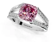 Split Shank Engagement Ring Setting for Fancy Pink Cushion Cut Center with Pave Split Shank and Prong Head in Sterling Silver