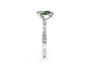 Solitaire Engagement Ring Setting for Fancy Green Pear-Shaped Center with Fine Pave Accents and Prong Head in Platinum