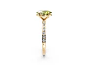 Solitaire Engagement Ring Setting for Fancy Yellow Oval Center with Pave Accents and Prong Head in Yellow Gold