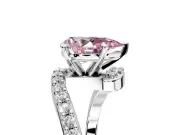 Solitaire Engagement Ring Setting for Fancy Pink Pear-Shaped Center with Pave Bypass Swirl Band and Prong Head in Sterling Silver