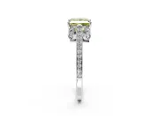 Cathedral Engagement Ring Setting for Fancy Yellow Princess Cut Center with Antique-Style Pave Band and Prong Head in White Gold