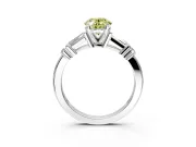 Bar-Set Engagement Ring Setting for Fancy Yellow Oval Center with Tapered Baguette Accents and Prong Head in Platinum
