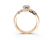 5 Stone Engagement Ring Setting for Radiant Cut Center with Plain Band and Prong Head in Rose Gold
