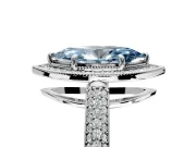 Milgrain Halo Engagement Ring Setting for Fancy Blue Marquise Center with Three-Sided Pave Band and Prong Head in Platinum