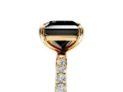 Solitaire Engagement Ring Setting for Fancy Black Princess Cut Center with Pave Accents and Prong Head in Yellow Gold